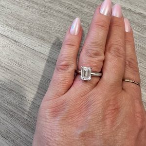 Diamonique Emerald cut solitaire ring